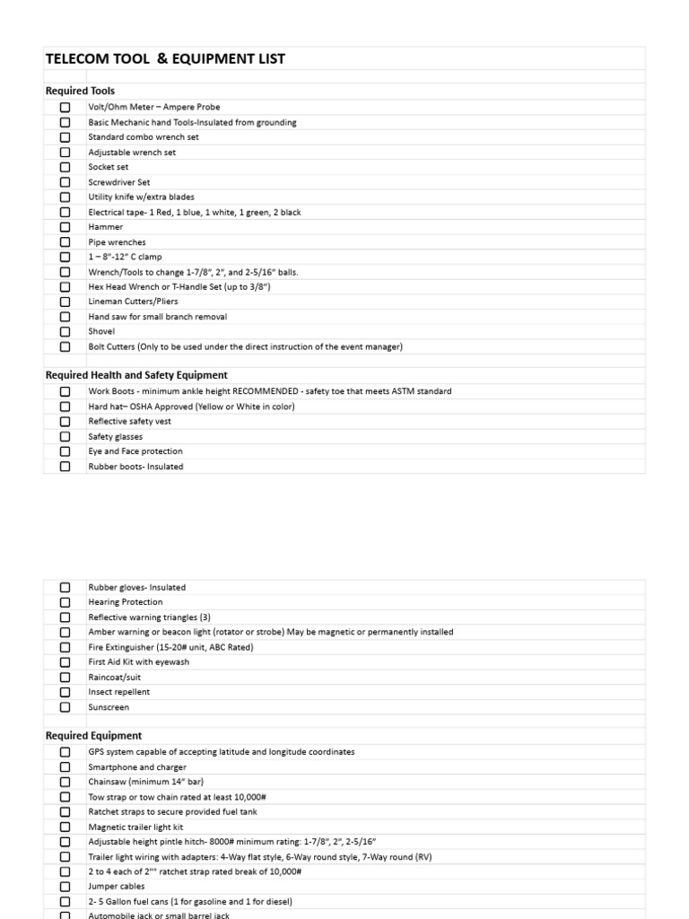 Telecom Tools and Equipment Overview | PDF