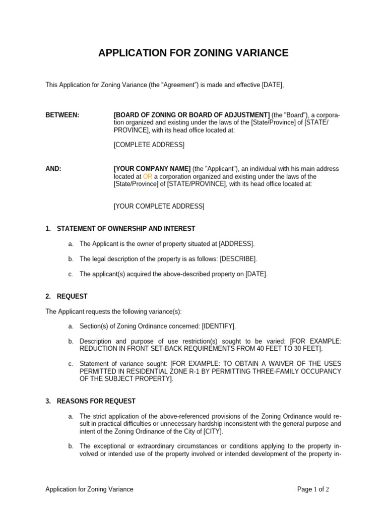 Zoning Variance Application Form | PDF | Zoning | Justice