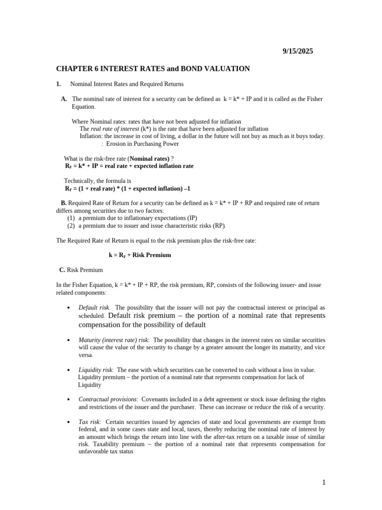Interest Rates and Bond Valuation Guide | PDF | Cost Of Living | Bonds ...