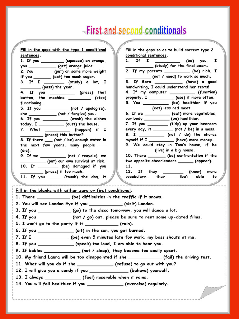 Type 1 and 2 Conditional Exercises | PDF