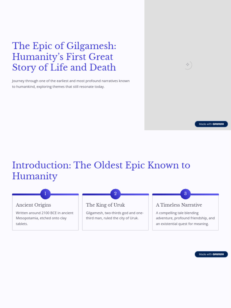 The Epic Of Gilgamesh Humanitys First Great Story Of Life And Death Pdf