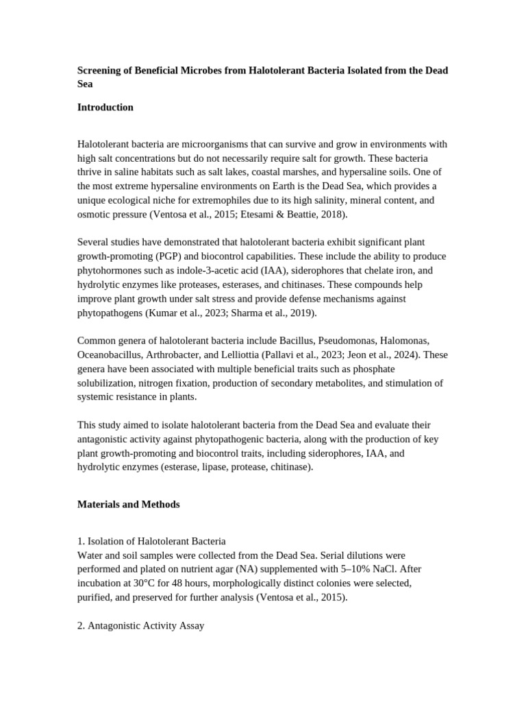 Introduction and Methods Halotolerant Project | PDF | Pseudomonas ...