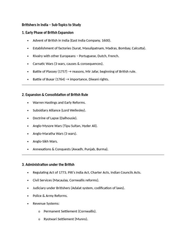Britishers in India Notes | PDF | British Raj | Partition Of India