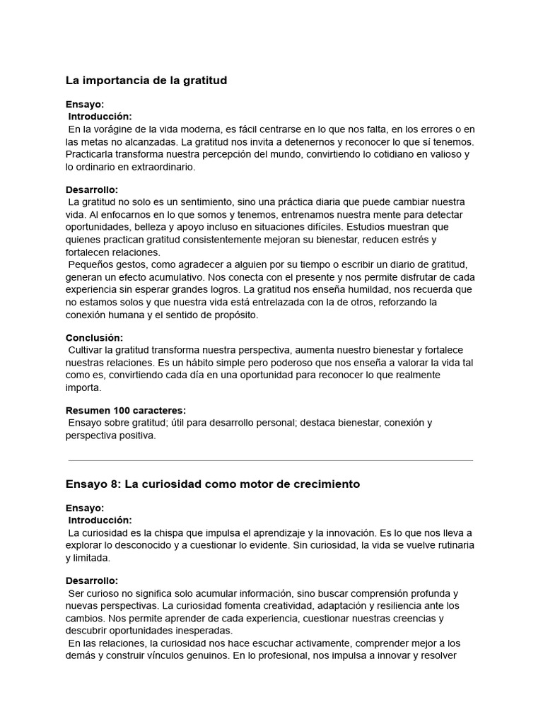 La gratitud: clave para el bienestar diario | PDF | Curiosidad | Gratitud