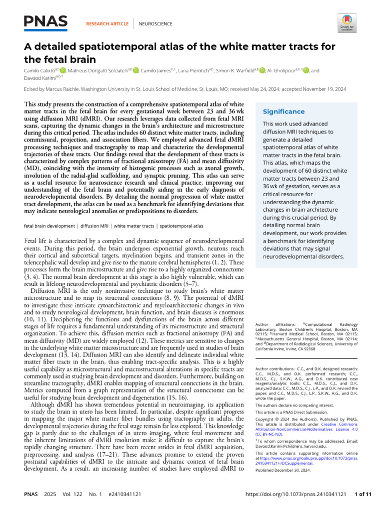 Fetal Brain White Matter Atlas Development | PDF | Brain | Fetus