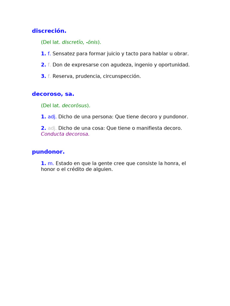 Definiciones de Discreción y Decoro | PDF