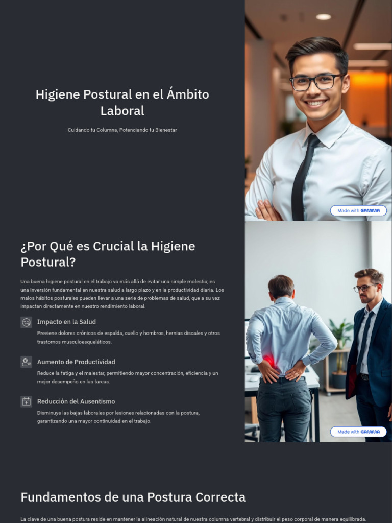 Higiene Postural en El Ambito Laboral | PDF | Dolor lumbar