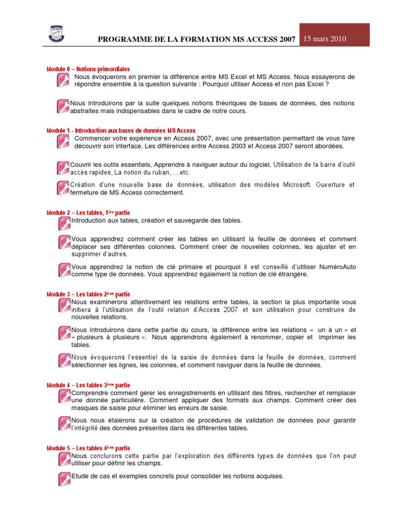Programme Access Pdf Microsoft Access Microsoft Excel