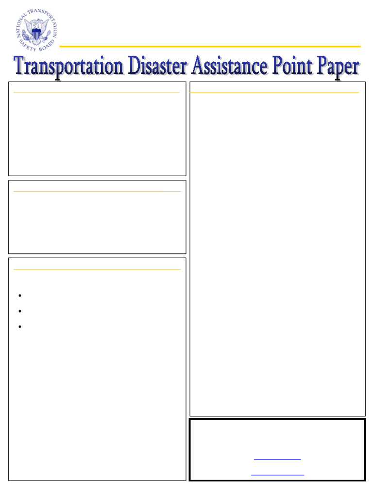 TDA Point Paper Rev 04 2016 | PDF | National Transportation Safety Board