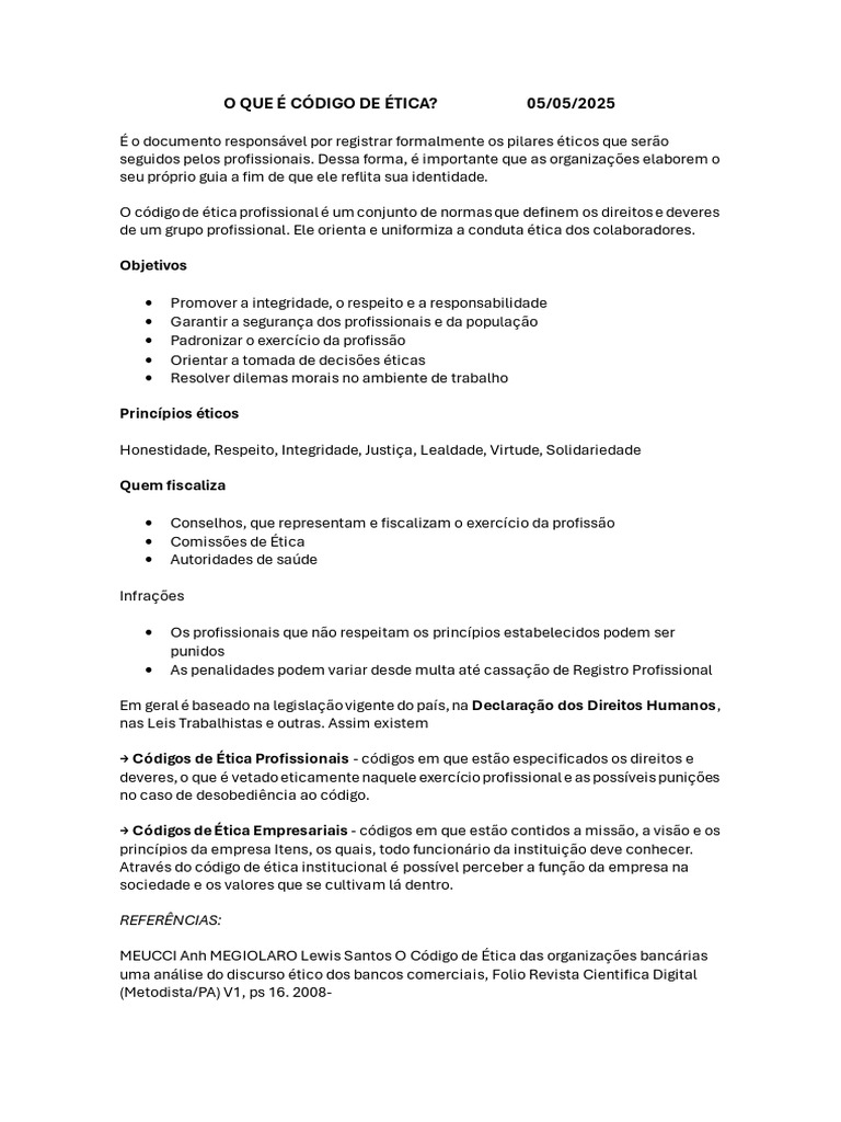 Entenda o Código de Ética Profissional | PDF