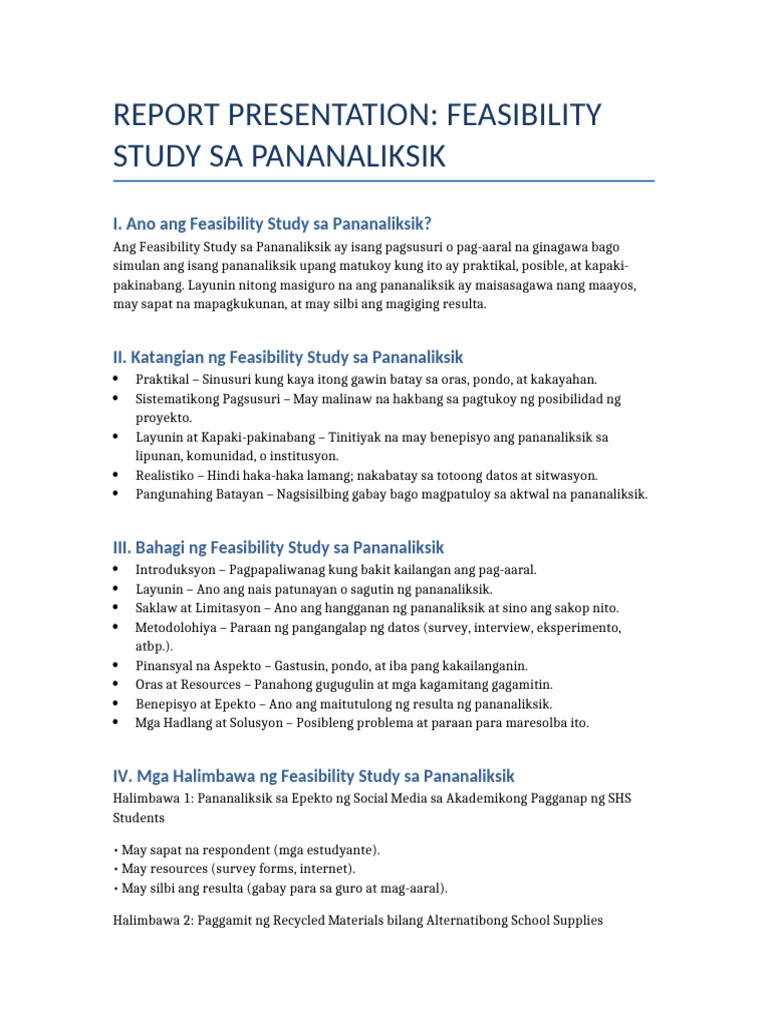 Feasibility Study Report | PDF