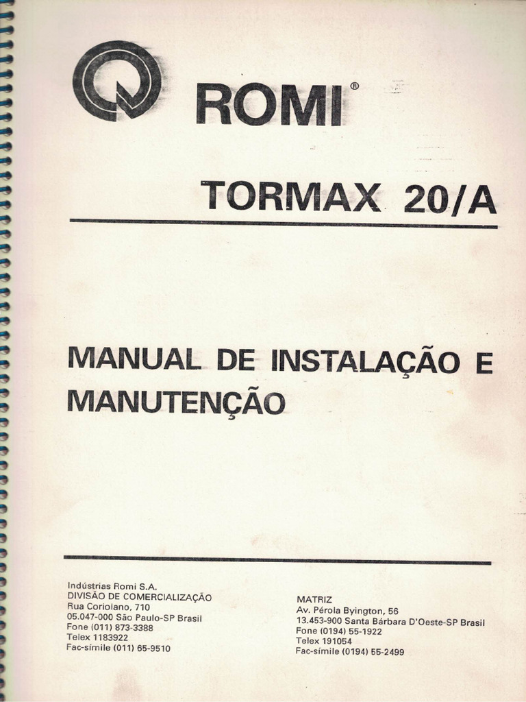 Manual Tormax 20 A | PDF