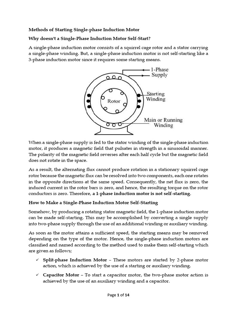 Why Single-Phase Motors Can't Self-Start | PDF | Electric Motor ...