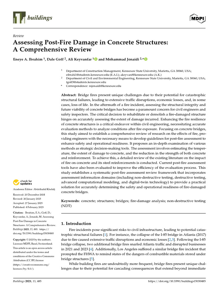 Post-Fire Damage Assessment in Concrete Bridges | PDF | Concrete ...