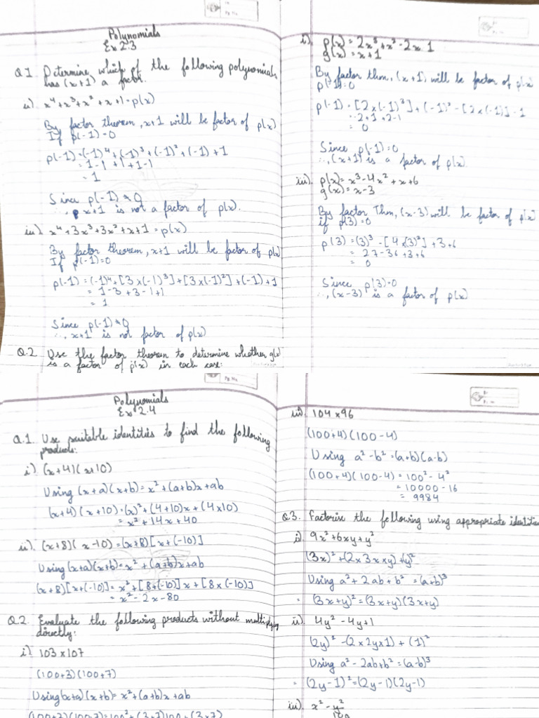 Polynomials Maths IX | PDF