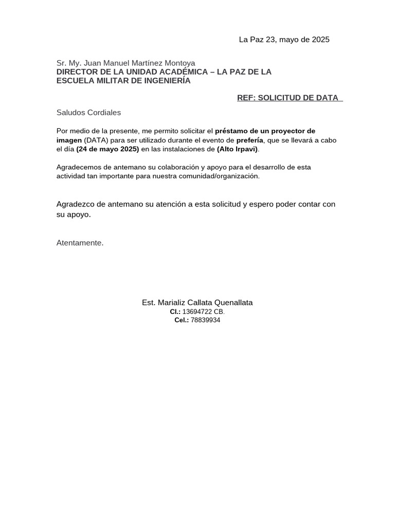 Carta de Data 33 | PDF