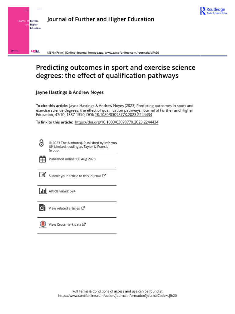 Qualification Pathways in Sport Degrees | PDF | Student's T Test ...