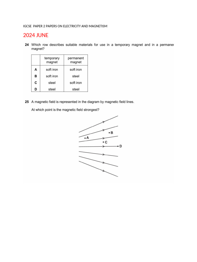 Igcse Paper 2 Papers On Electricity and Magnetism | PDF
