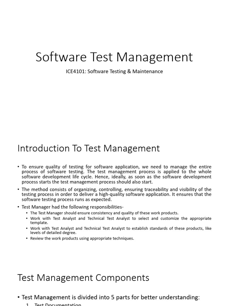 Comprehensive Guide to Test Management | PDF | Risk | Software Testing