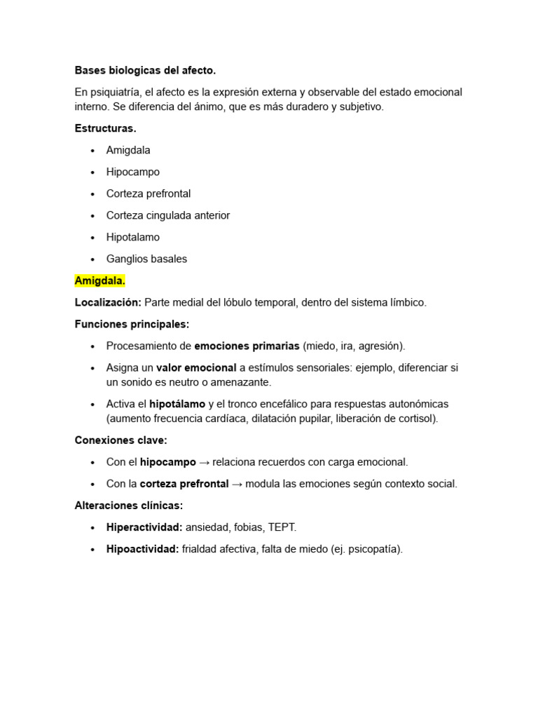 Bases biológicas del afecto en psiquiatría | PDF | Las emociones ...