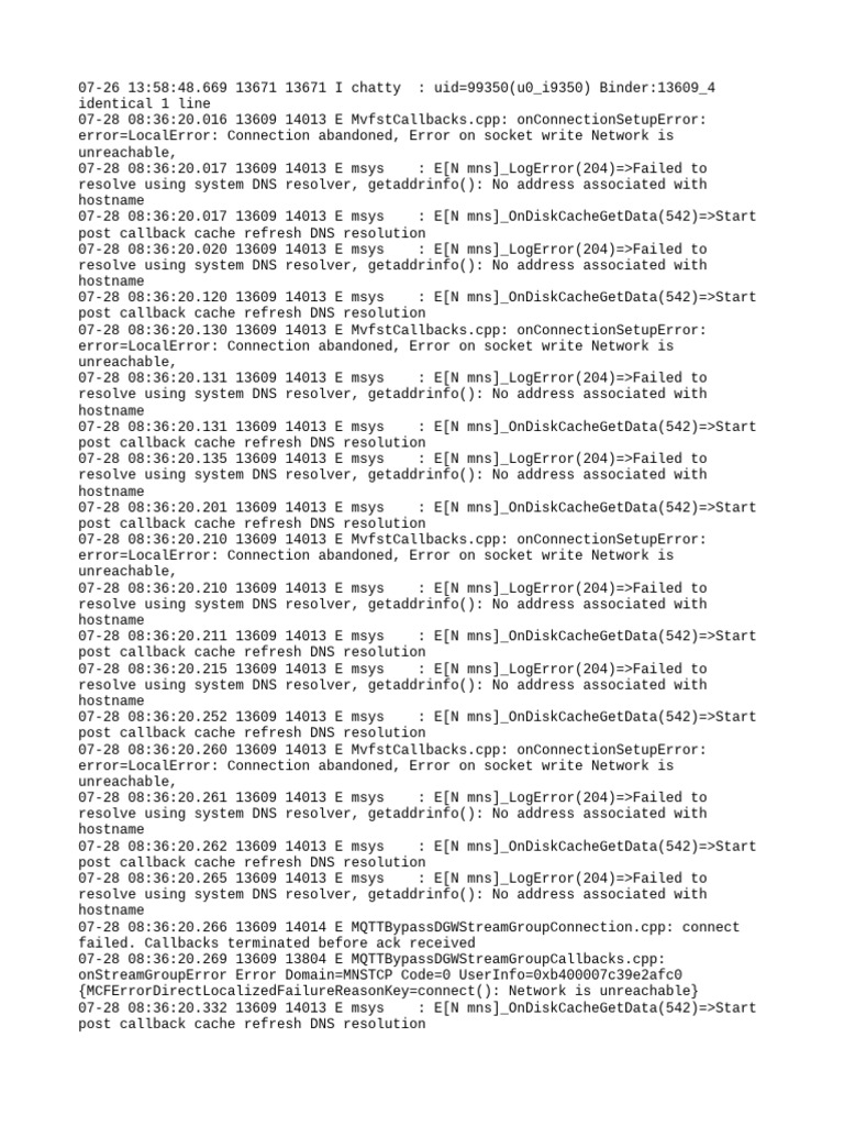 Network Connection Errors Log | PDF | Domain Name System | Network ...