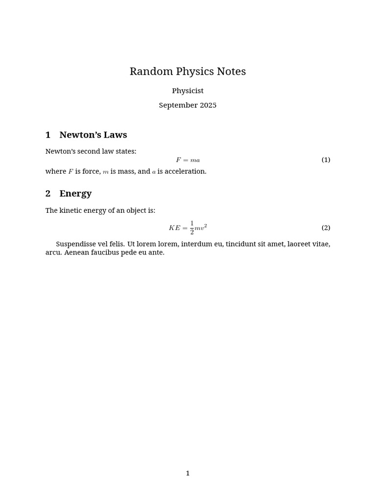 Random Physics Notes: 1 Newton's Laws | PDF