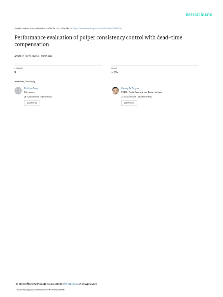 Pulper Consistency Control Evaluation | PDF | Pulp (Paper) | Paper