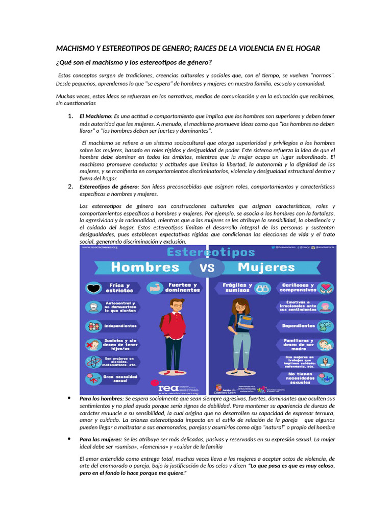 Machismo y Estereotipos de Género | PDF | La violencia contra las ...