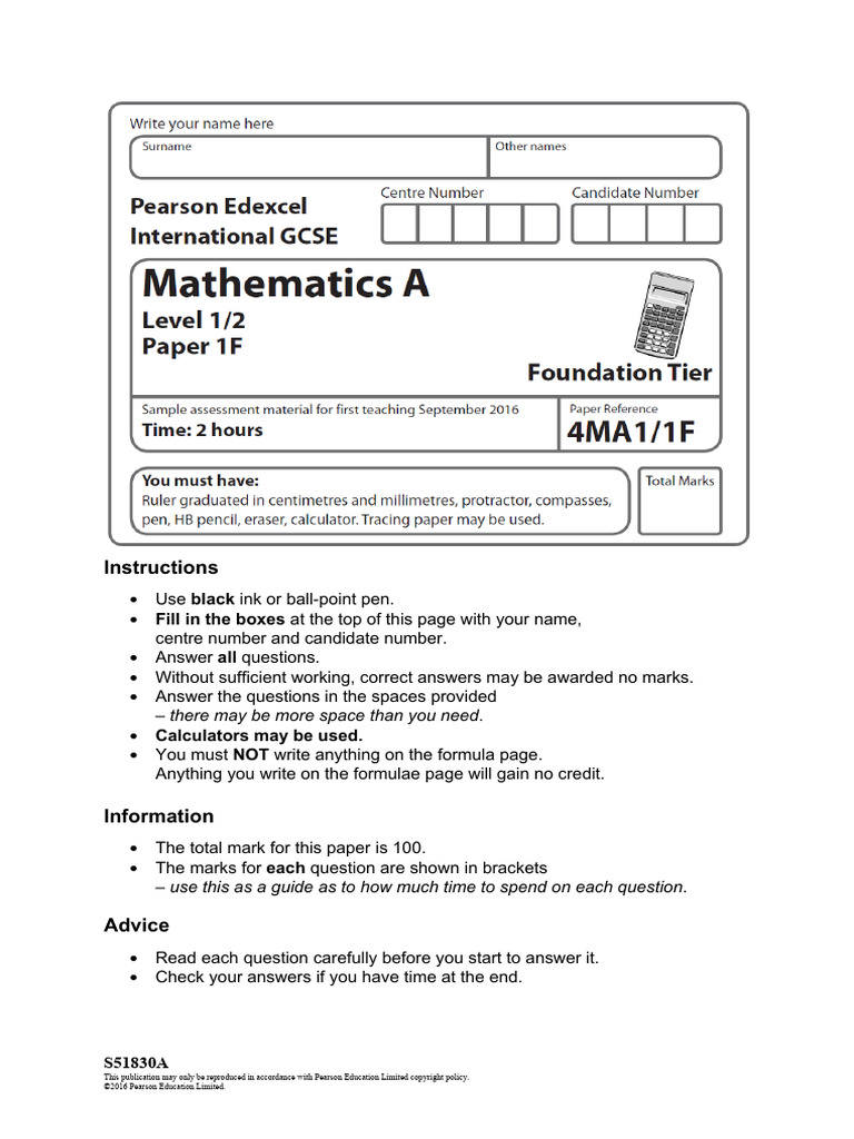 International GCSE Mathematics Exam Paper | PDF | Mathematics ...