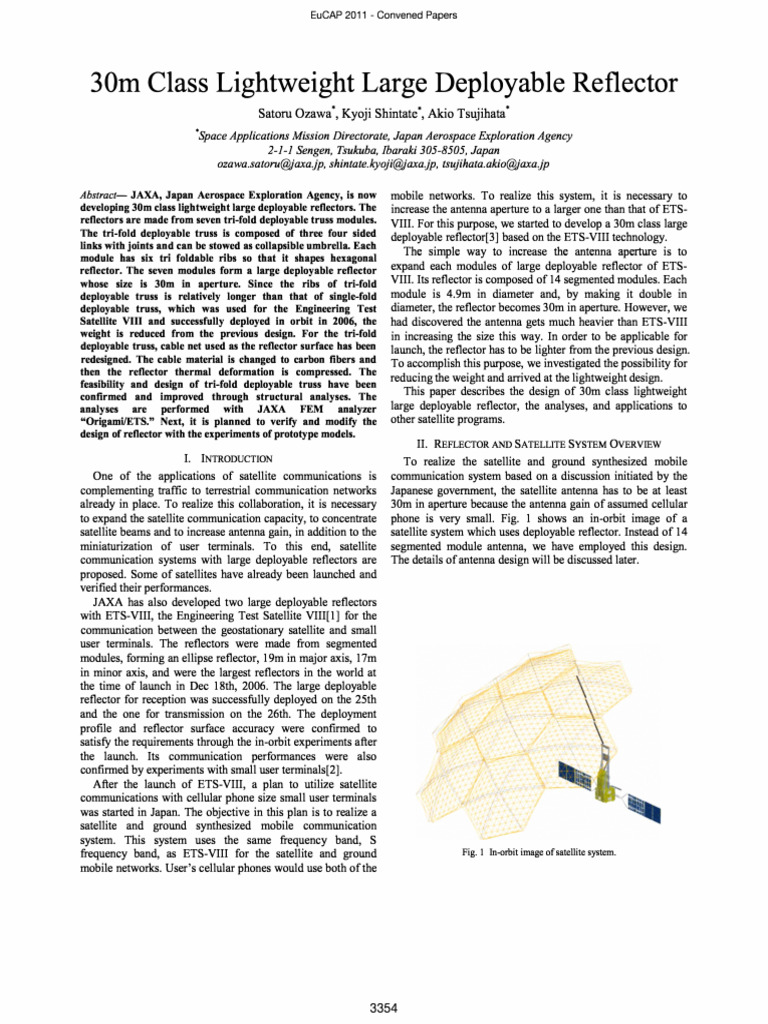 30m Lightweight Deployable Reflector Design | PDF | Antenna (Radio ...