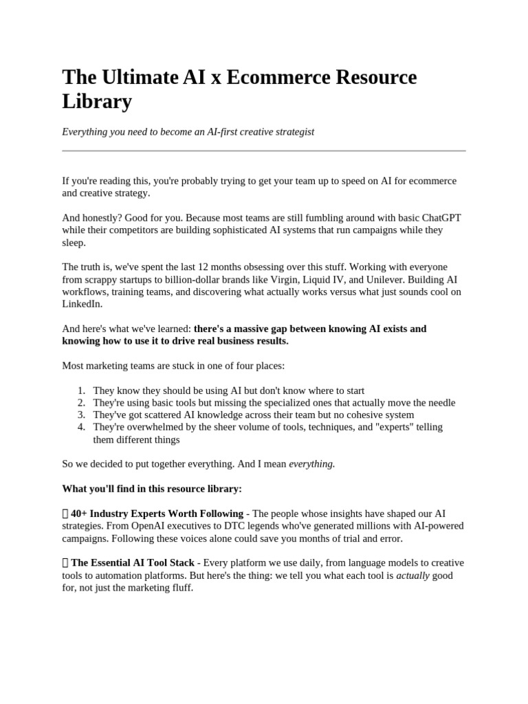 The Ultimate AI X Ecommerce Resource Library | PDF | Artificial ...