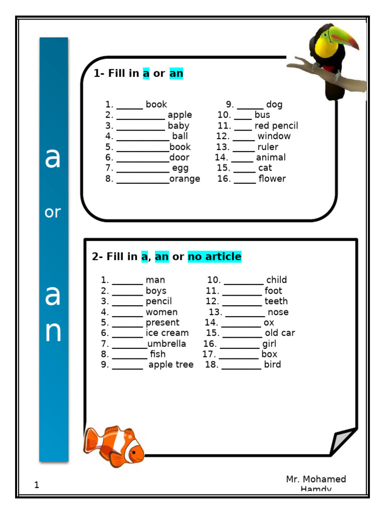 A - An - Plural Test | PDF