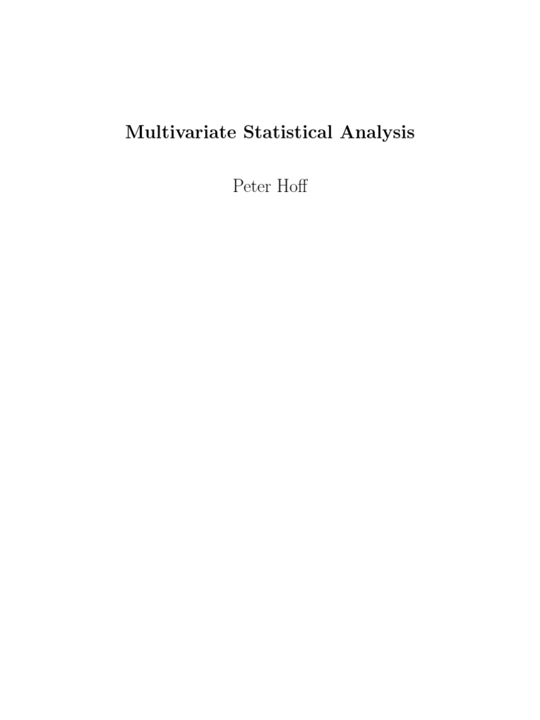 Multivariate Statistical Analysis Guide | PDF | Principal Component ...