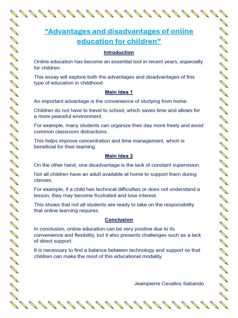 Advantages and Disadvantages of Online Education For Children | PDF