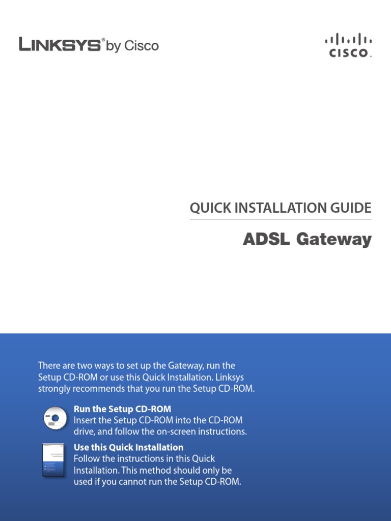 ADSL Gateway: Quick Installation Guide | PDF | Technology & Engineering