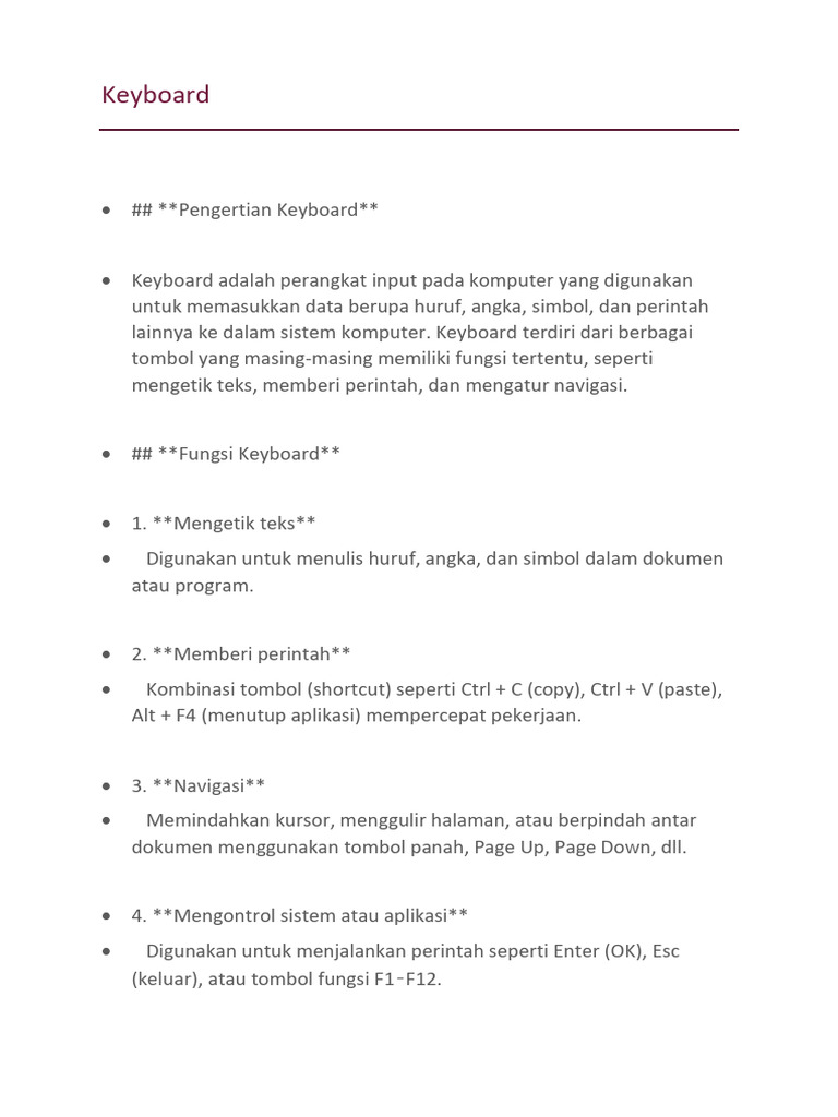 Fungsi dan Jenis-Jenis Keyboard Komputer | PDF
