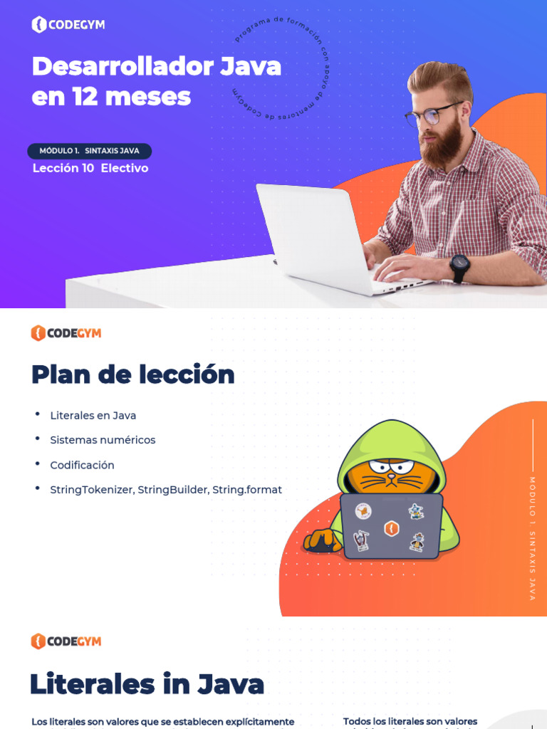 Sintaxis Java: Literales y Clases Básicas | PDF | Java (lenguaje de ...