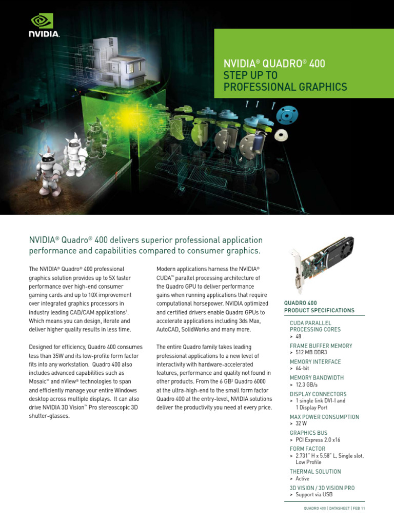 NVIDIA Quadro 400 Specifications Overview | PDF | Graphics Processing ...
