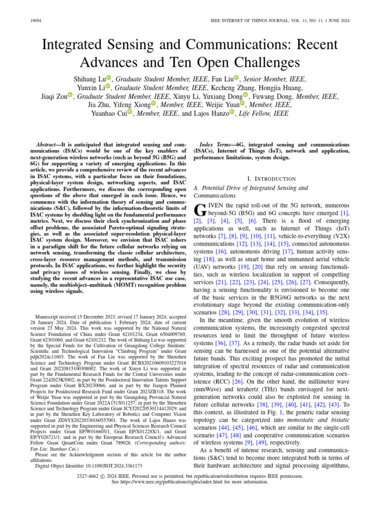Integrated Sensing and Communications Recent Advances and Ten Open ...
