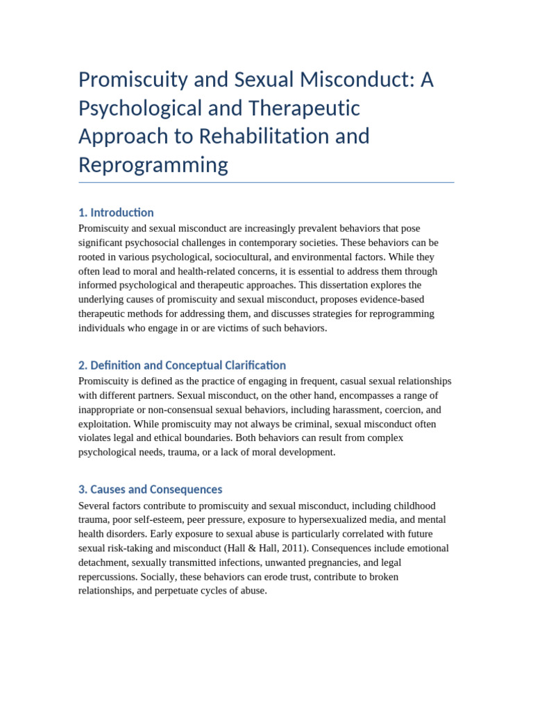 Addressing Promiscuity & Misconduct | PDF | Psychotherapy ...