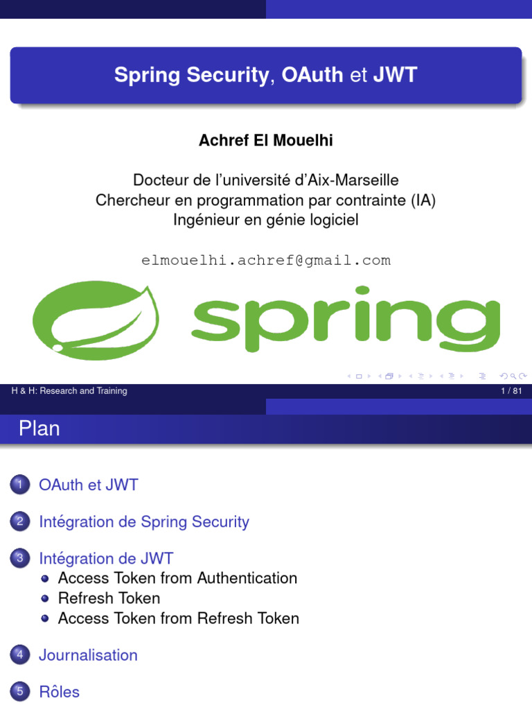 Intégration de Spring Security avec OAuth et JWT | PDF | Public-key ...