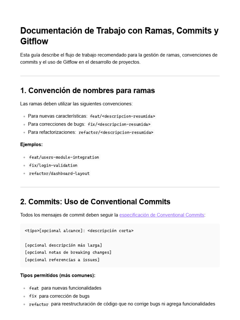 Guía de Commits y Gitflow | PDF | Software libre | Git (software)