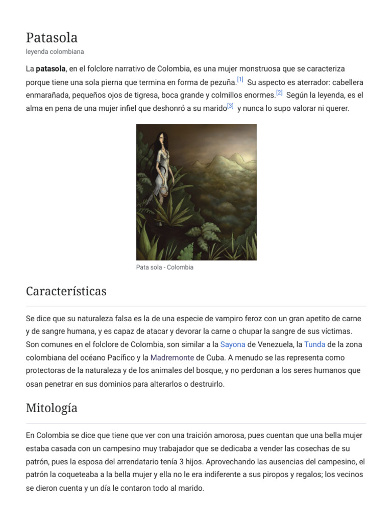 Patasola - Wikipedia, La Enciclopedia Libre | PDF | Vampirismo | Leyendas