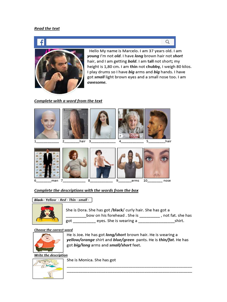 Personal Descriptions and Exercises | PDF