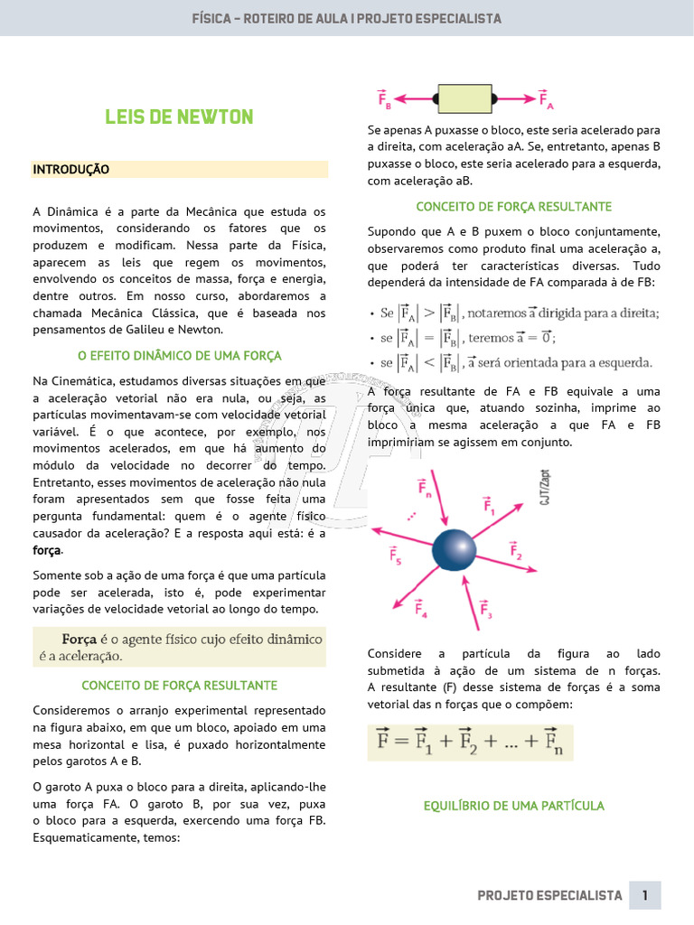 Leis de Newton na Dinâmica da Física | PDF | Força | Leis do Movimento ...