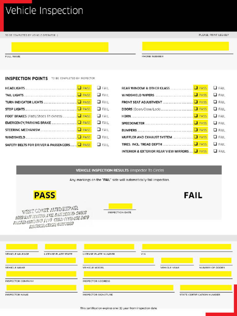 Inspection Form | PDF