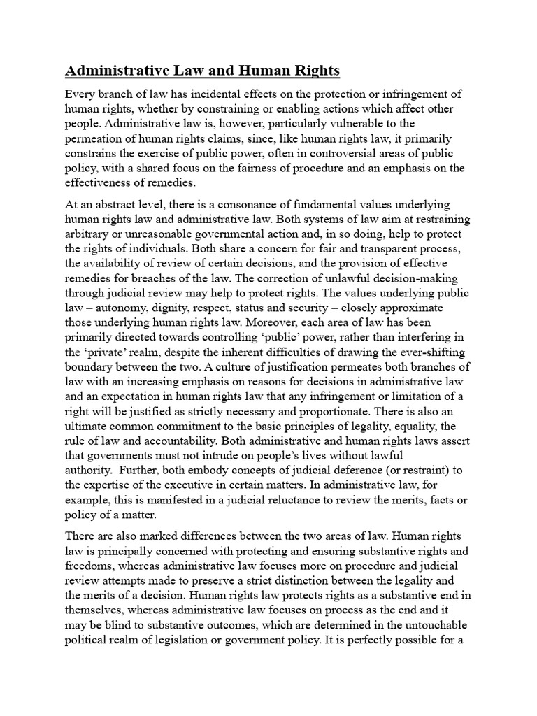 Administrative Law and Human Rights Overview | PDF | Human Rights ...