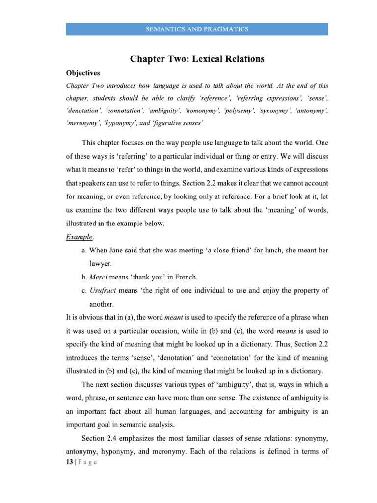 Chapter 2 - Lexical Relations | PDF