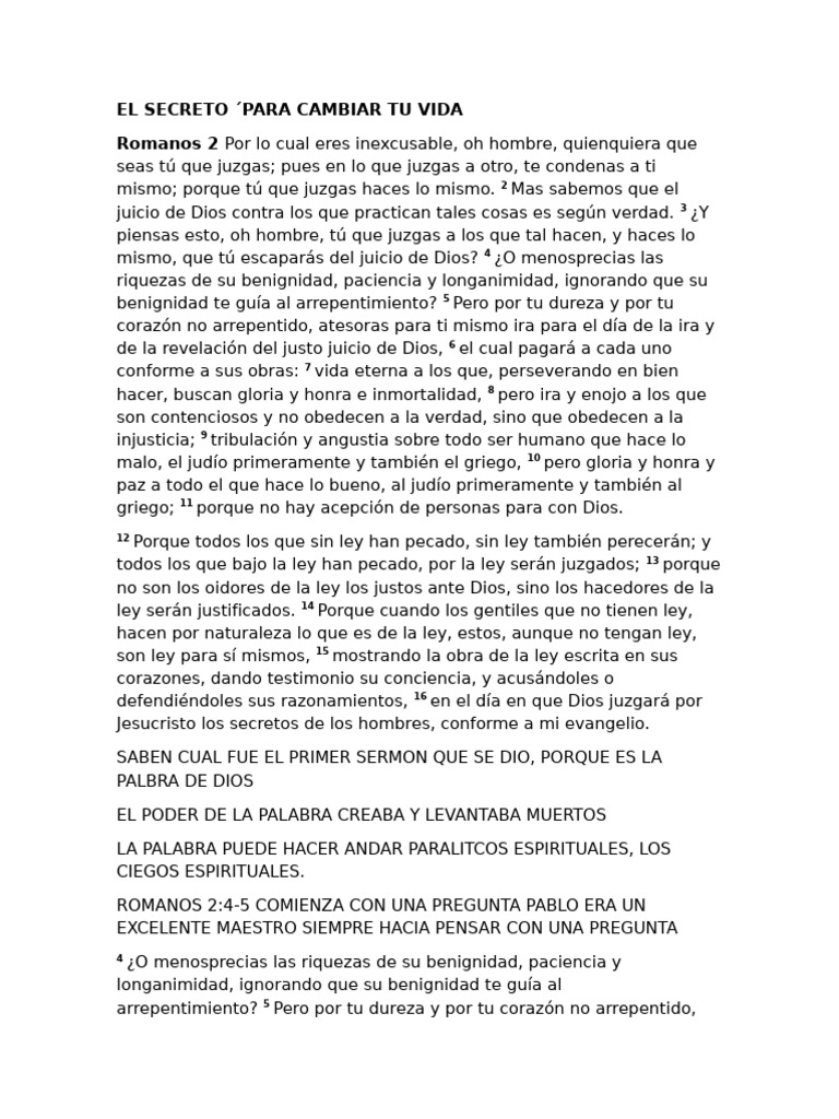 El Secreto para Cambiar Tu Vida | PDF | Epístola a los romanos