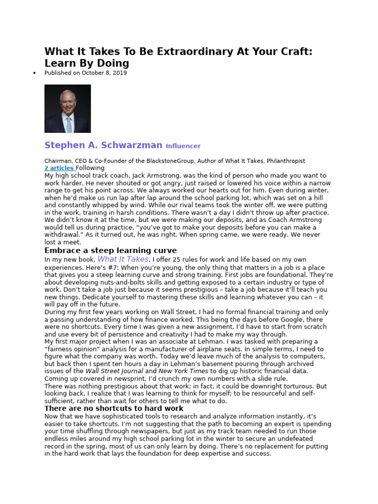 Mastering Your Craft Through Hard Work | PDF